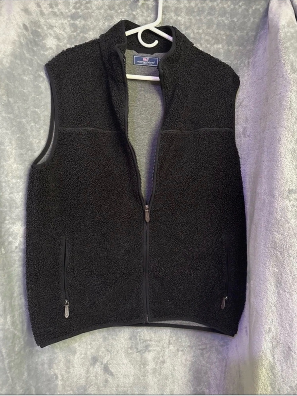 Vineyard Vines Black Sherpa Zip-Up Vest